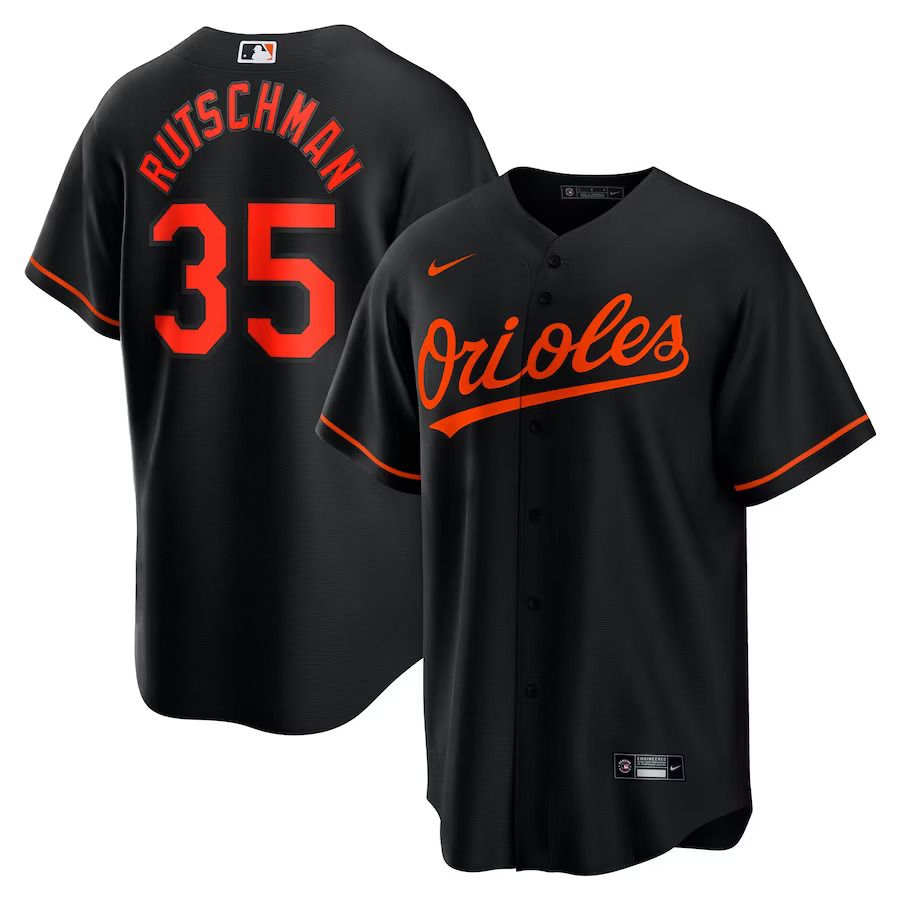 Men Baltimore Orioles #35 Adley Rutschman Nike Black Alternate Replica Player MLB Jersey->->MLB Jersey